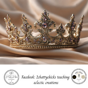 Decoupage Ornate Gold Crown Satin Pink Gem Tissue Paper