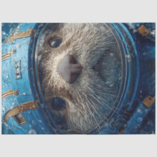 Decoupage Otter In Blue Outer Space Suit Tissue Paper