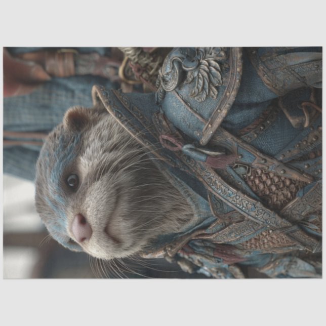 Decoupage Otter Warrior Blue Suit  Tissue Paper (Front)