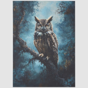 Decoupage Owl on Tree Branch Tissue Paper