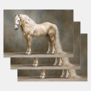 Decoupage Palomino Horse Portrait Wrapping Paper Sheets
