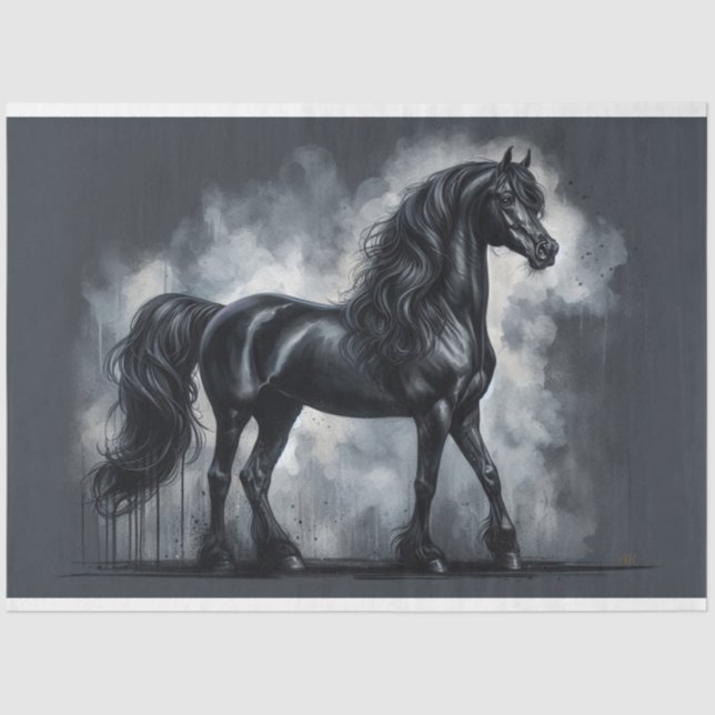 Decoupage Paper "Black Arabian Horse" (Front)