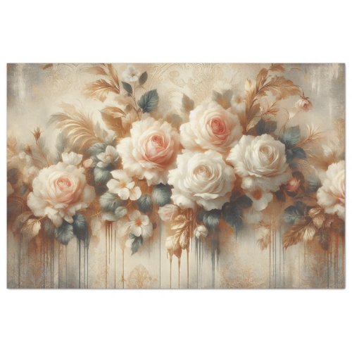 Decoupage Paper Pink White Roses