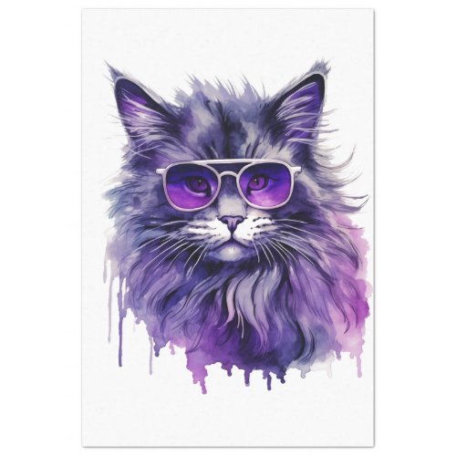 Decoupage paper purple cool cat 