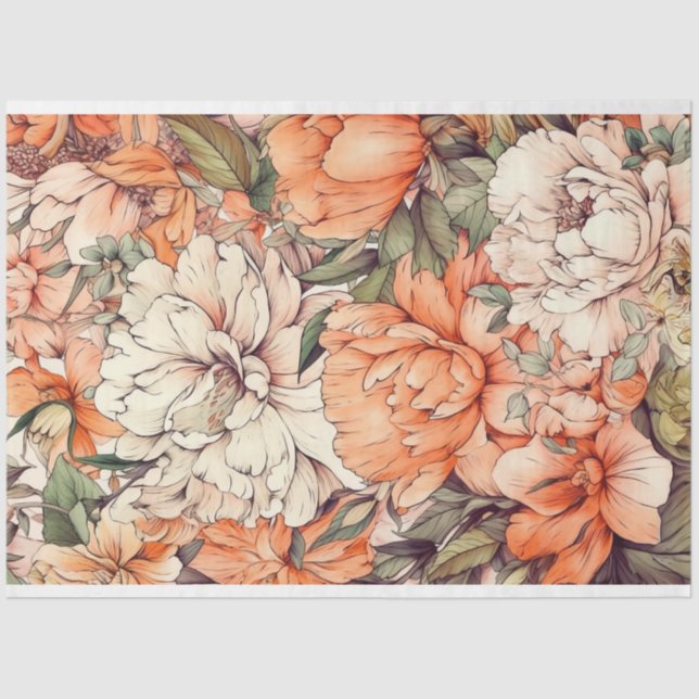 Decoupage Paper, Wrapping, - Ethereal Bouquet 2 Tissue Paper (Front)