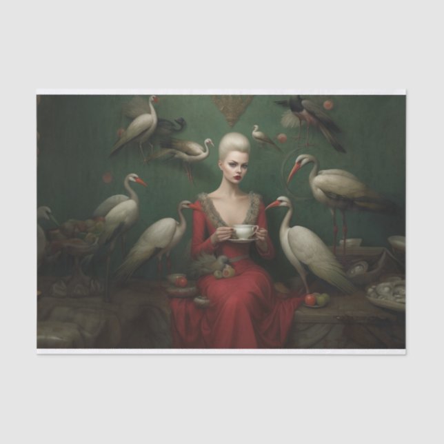 Decoupage Paper, Wrapping Paper Avian Tea Delight (Front)