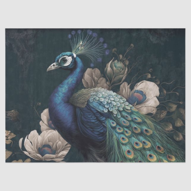 Decoupage paper, Wrapping Paper - Majestic Peacock (Front)