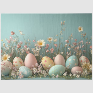 Decoupage Pastel Easter Eggs and Flowers Tissue Paper