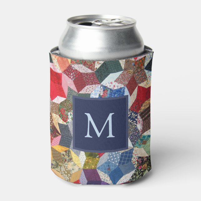 Decoupage Patchwork Stars Pattern Monogram Can Cooler (Can Front)