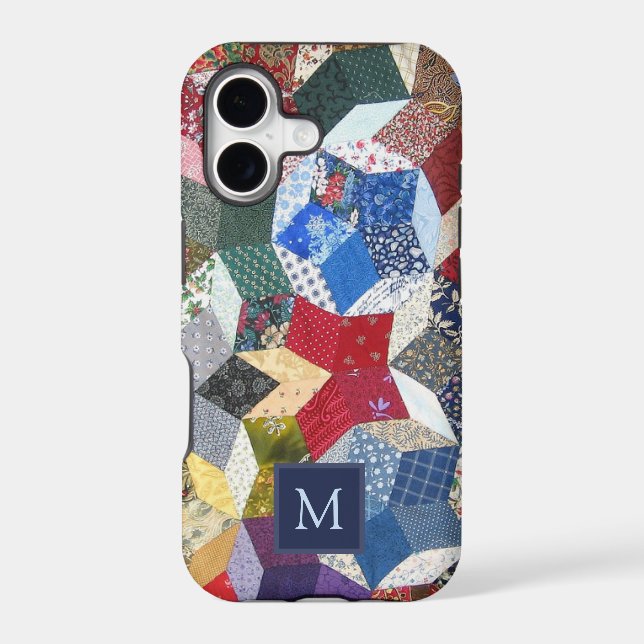 Decoupage Patchwork Stars Pattern Monogram Iphone Case (Back)