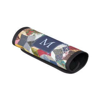 Decoupage Patchwork Stars Pattern Monogram Luggage Handle Wrap