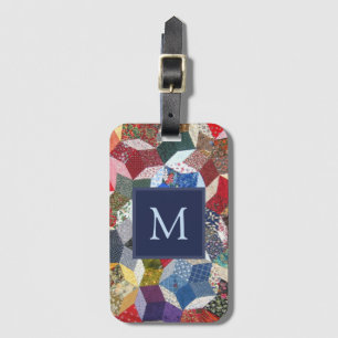 Decoupage Patchwork Stars Pattern Monogram Luggage Tag