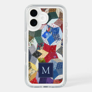 Decoupage Patchwork Stars Pattern Monogram iPhone 16 Case