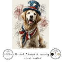 Decoupage Patriotic Golden Retriever 250th