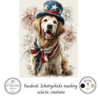 Decoupage Patriotic Golden Retriever  250th  Tissue Paper