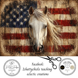 Decoupage Patriotic Horse American Flat 250th  Tissue Paper