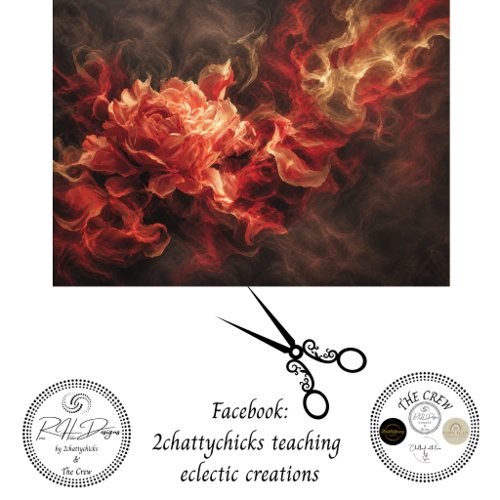 Decoupage Peony Smoky Flame Ember Floral  Tissue Paper