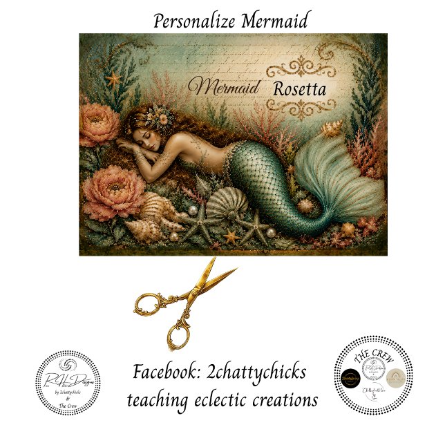 Decoupage Personalized Mermaid Botanical Garden  Tissue Paper (Creator Uploaded)