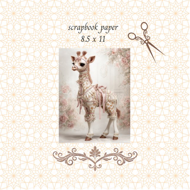 Decoupage Pink Victorian Giraffe Scrapbook Paper (Creator Uploaded)