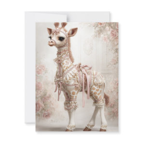 Decoupage Pink Victorian Giraffe Scrapbook Paper Postcard