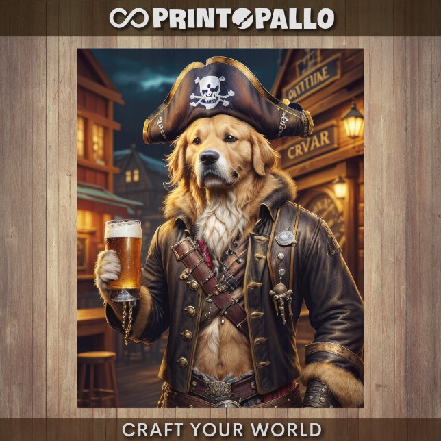Decoupage - Pirate Golden Retriever & beer -  Tissue Paper (Creator Uploaded)
