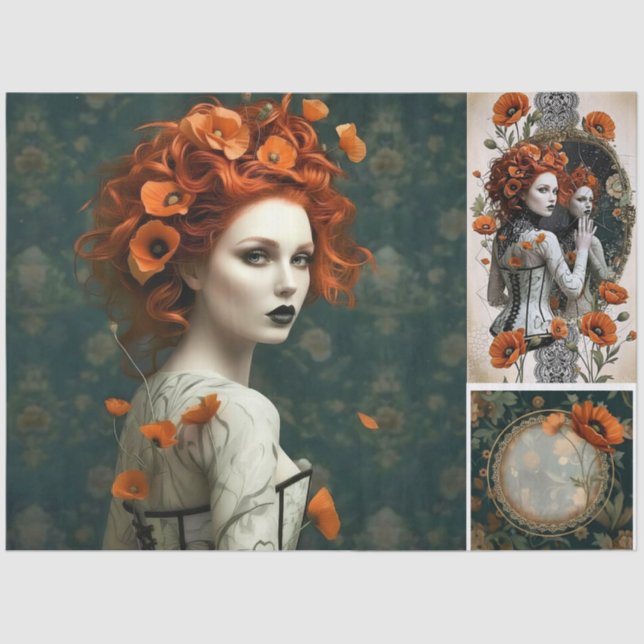 Decoupage Poetic Gothic Motifs  Tissue Paper (Front)