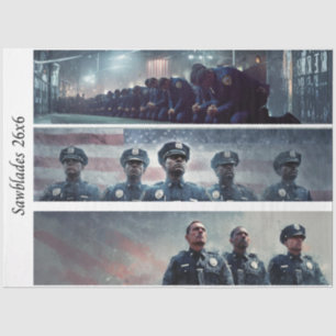 Decoupage Police Tribute Handsaws  Tissue Paper