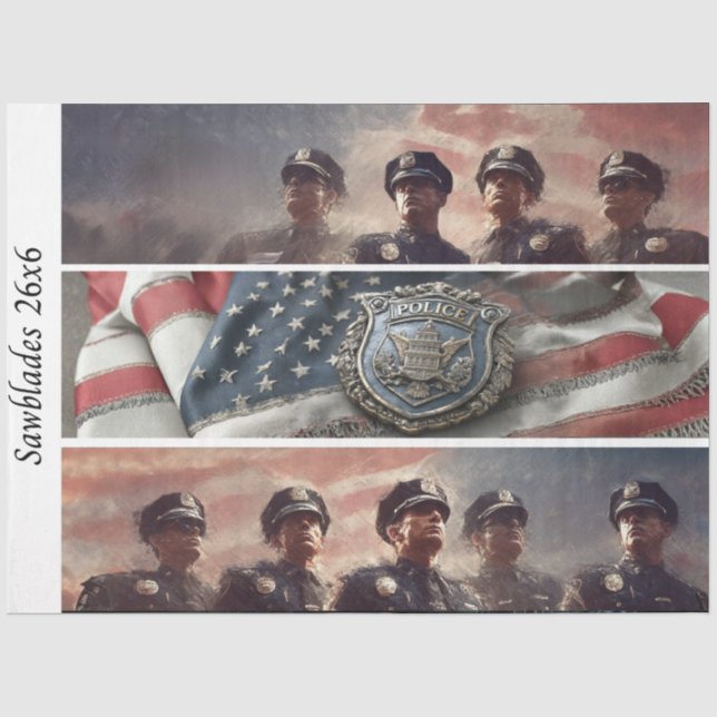 Decoupage Police Tribute Handsaws Tissue Paper (Front)