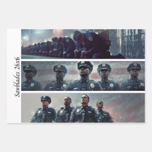 Decoupage Police Tribute Handsaws  Wrapping Paper Sheets