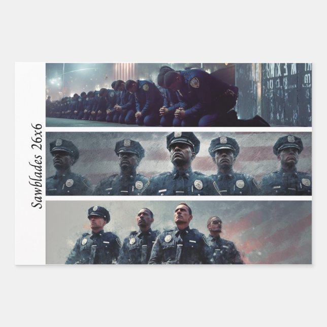 Decoupage Police Tribute Handsaws  Wrapping Paper Sheets (Front)