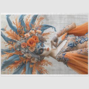 Decoupage Portrait of Mardi Gras Queen Tissue Paper