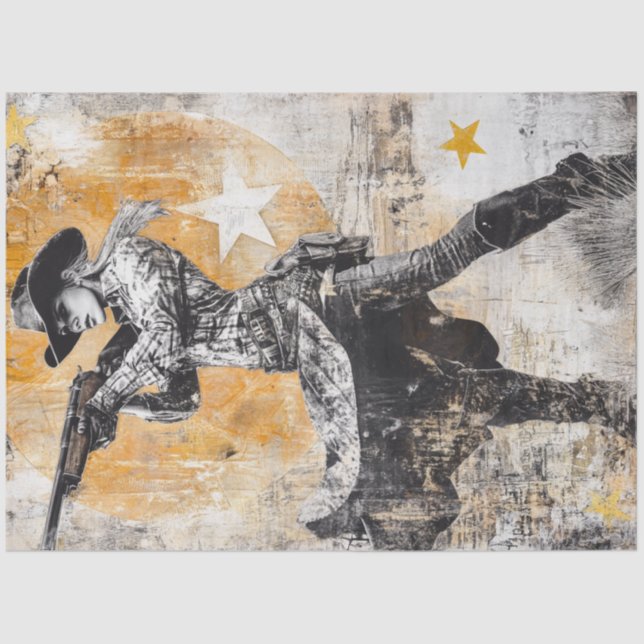 Decoupage Poster Western Cowgirl Sheriff  Tissue Paper (Front)