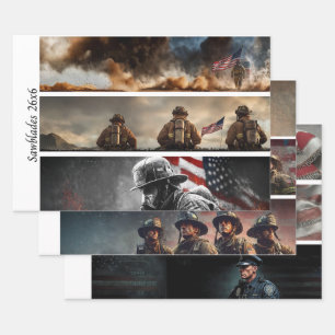 Decoupage Proud Firefighters American Flag  Wrapping Paper Sheets