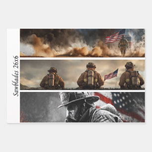 Decoupage Proud Firefighters American Flag  Wrapping Paper Sheets