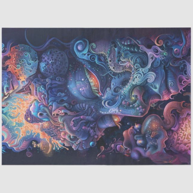 Decoupage Psychedelic Abstract Vibrant Art  Tissue Paper (Front)