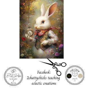 Decoupage Rabbit Alice's Adventures Wonderland  Tissue Paper