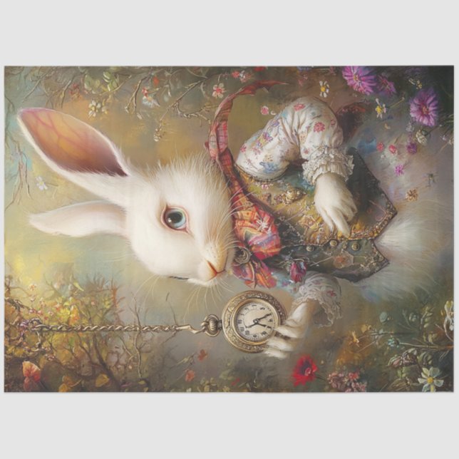 Decoupage Rabbit Alice's Adventures Wonderland  Tissue Paper (Front)