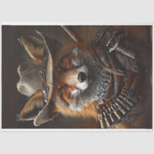 Decoupage Red Fox Steampunk Bandito Tissue Paper