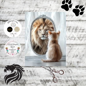 Decoupage Reflection Self of Kitten and Lion  Tissue Paper