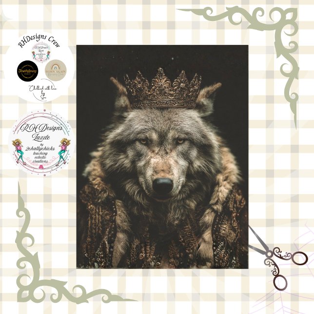Decoupage Regal Royalty Wolf  Portrait Tissue Paper (Creator Uploaded)
