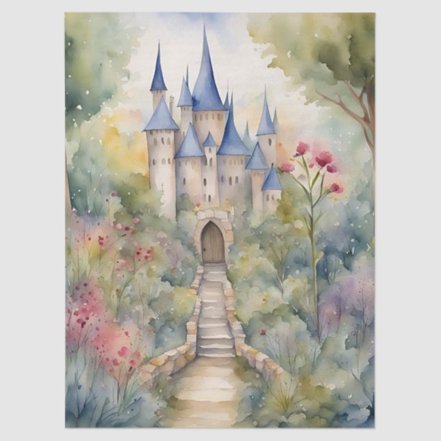 Decoupage Retro Fairytale Castle Tissue Paper (Front)