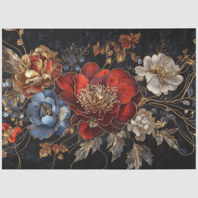Decoupage Rich Floral Color Palette Furniture  Tissue Paper (Front)