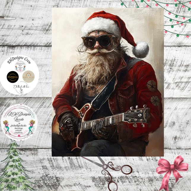 Decoupage Rock & Roll Santa Electric Guitar Tissue Paper (Creator Uploaded)