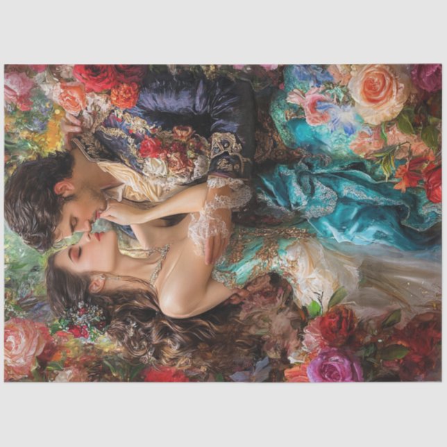 Decoupage Romantic Valentine Couple Embrace  Tissue Paper (Front)