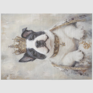 Decoupage Royal French Bulldog Painting with Crown Tissue Paper