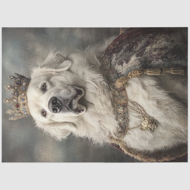Decoupage Royal Great Pyrenees Named Gunner  Tissue Paper (Front)