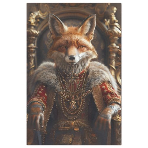 Decoupage Royal King Fox in the Henhouse  Tissue Paper