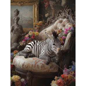 Decoupage Royal Zebra Lounging Armchair in Garden Tissue Paper