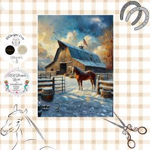 Decoupage Rustic Americana Horse Farm Scene  Tissue Paper