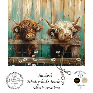 Decoupage Rustic Charm Farmyard Cows Teal  Tissue Paper